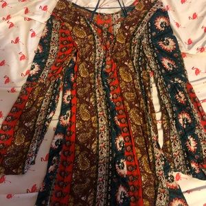 Lace up the front long sleeved dress